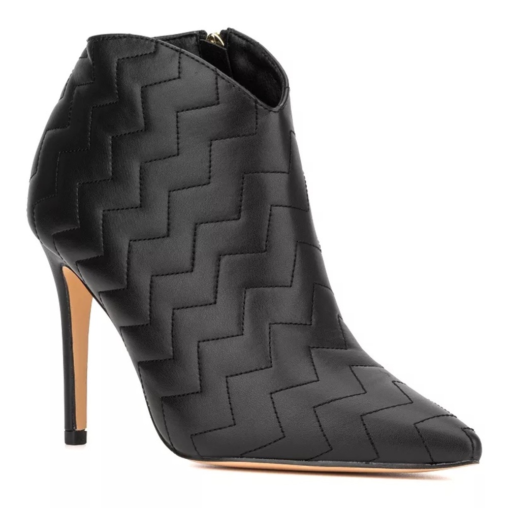 NWT NY & Company Women Yesenia Black Faux Leather Stiletto Heel Booties Size 11
